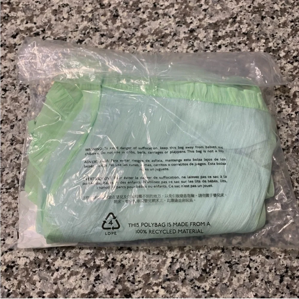 J Crew Skirt 8 Sheer Crinkled Ruffle-Trim Slip Green - Picture 9 of 12